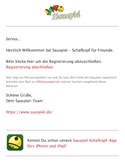 Aktivierungsmail Sauspiel