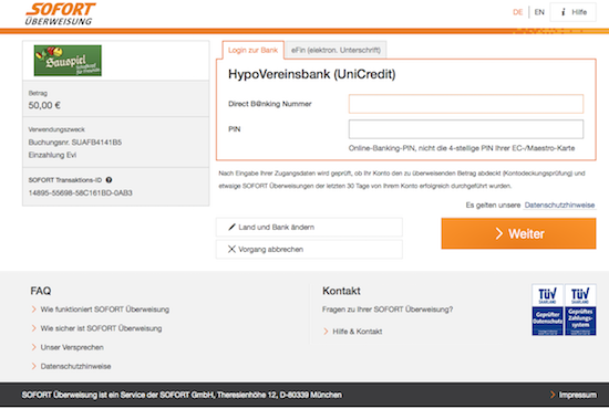 Einzahlung Sofortüberweisung 4