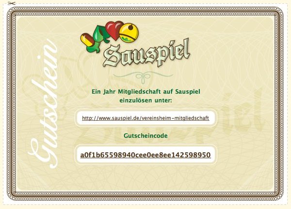 Sauspiel Gutschein Sauspiel Gutschein